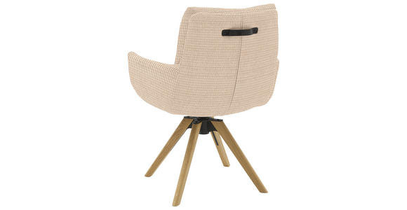 ARMLEHNSTUHL  Sitzfläche 360° drehbar, mit Griff Flachgewebe  Creme  - Eichefarben/Creme, Design, Holz/Textil (62/90/68cm) - Valnatura