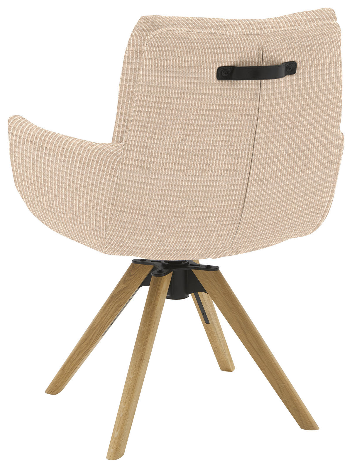 ARMLEHNSTUHL  Sitzfläche 360° drehbar, mit Griff Flachgewebe  Creme  - Eichefarben/Creme, Design, Holz/Textil (62/90/68cm) - Valnatura
