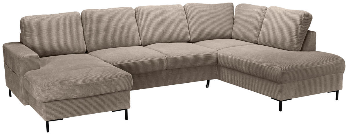 WOHNLANDSCHAFT Taupe Cord  - Taupe/Schwarz, KONVENTIONELL, Textil/Metall (148/303/197cm) - Carryhome
