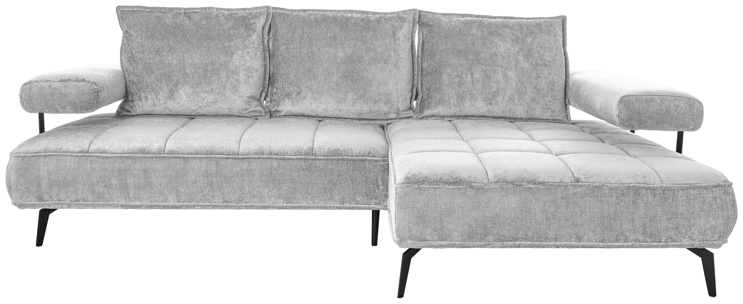 ECKSOFA in Webstoff Grau  - Schwarz/Grau, Design, Textil/Metall (266/180cm) - Welnova