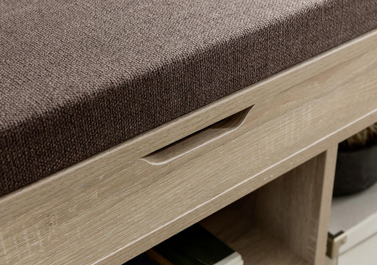 KLOP S PROSTOROM ZA ČEVLJE hrast sonoma - hrast sonoma/rjava, Konvencionalno, leseni material/tekstil (104/51/32cm) - MID.YOU