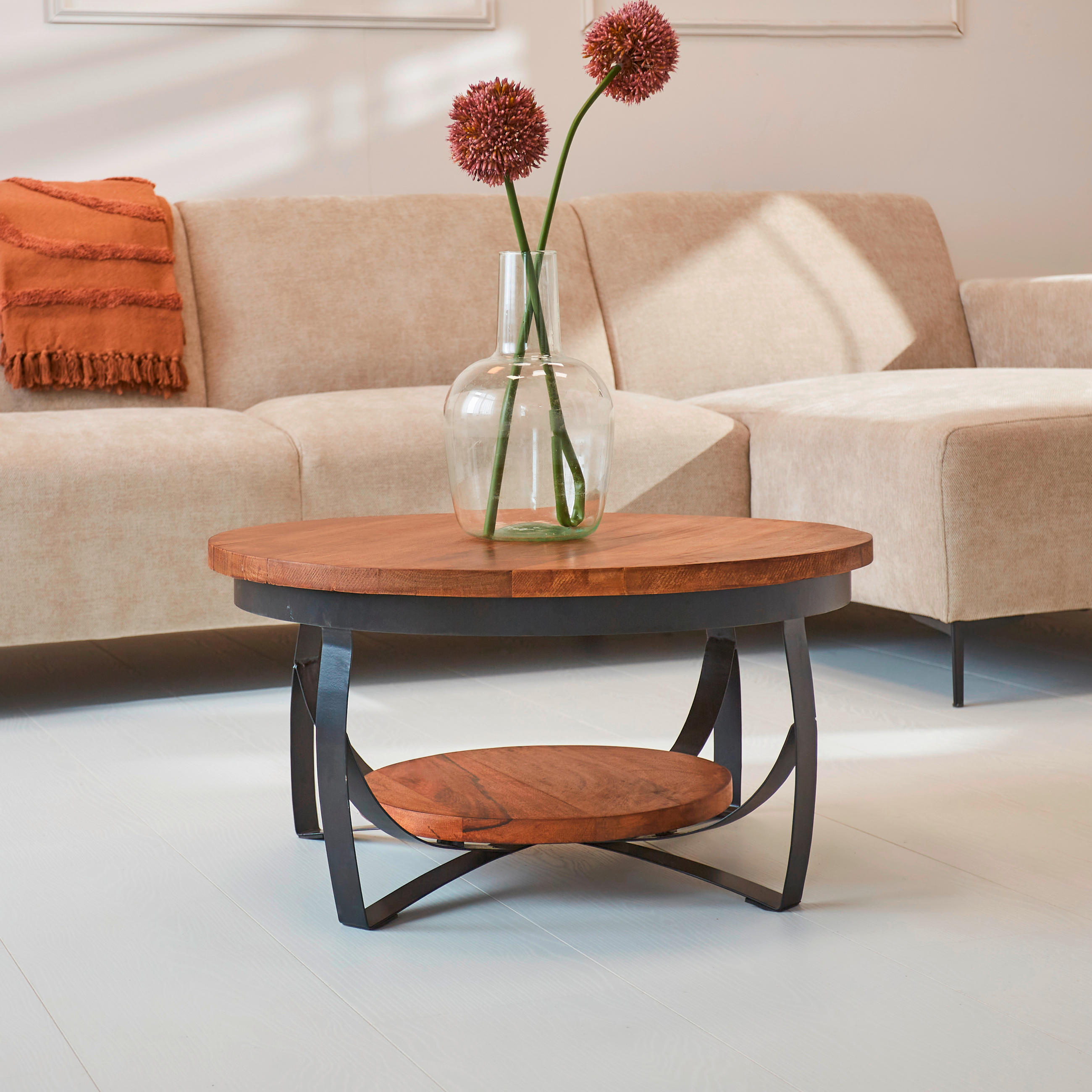 COUCHTISCH in Holz 70/70/35 cm  - Schwarz/Braun, MODERN, Holz/Metall (70/70/35cm) - MID.YOU