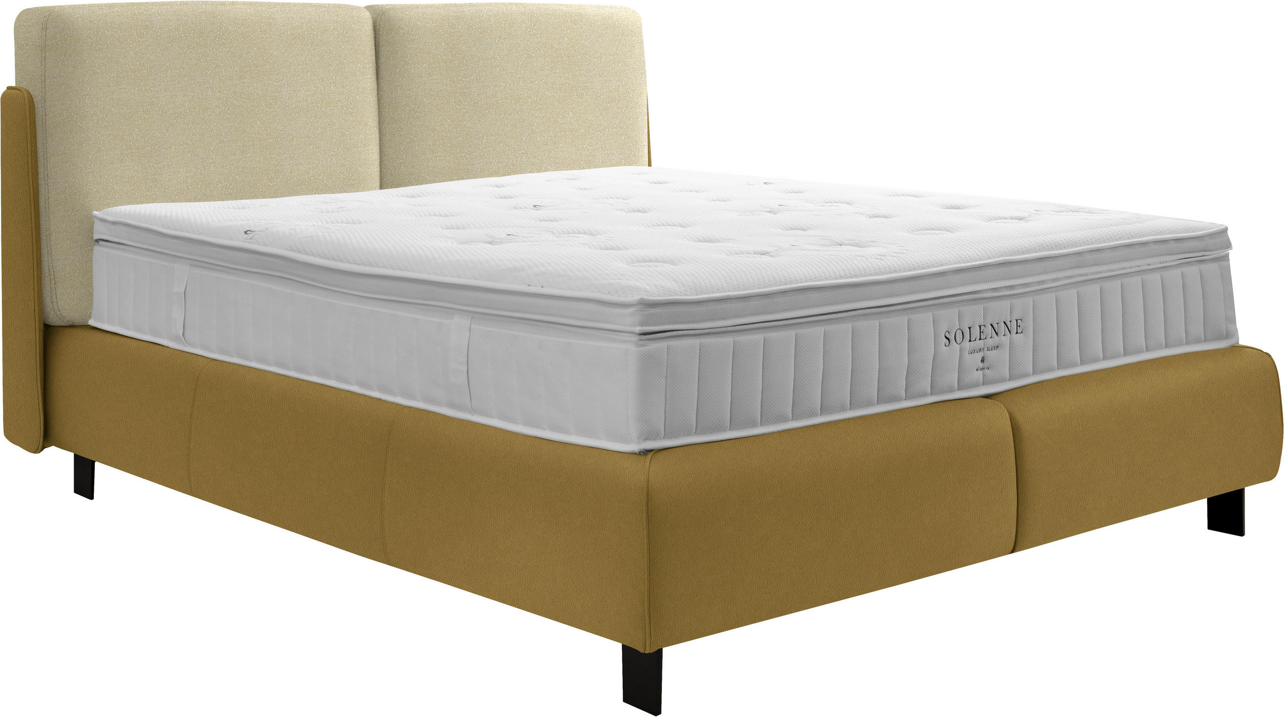 BOXSPRINGBETT 160/200 cm  in Creme, Senfgelb  - Senfgelb/Creme, Design, Textil/Metall (160/200cm) - Johann Jakob