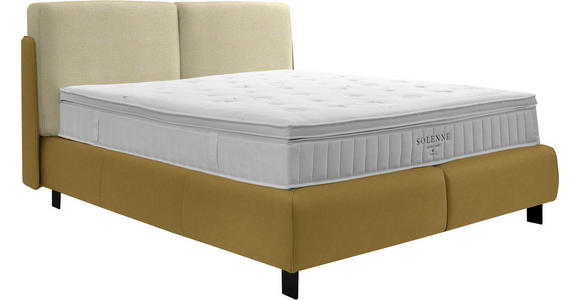 BOXSPRINGBETT 180/200 cm  in Creme, Senfgelb  - Senfgelb/Creme, Design, Textil/Metall (180/200cm) - Johann Jakob