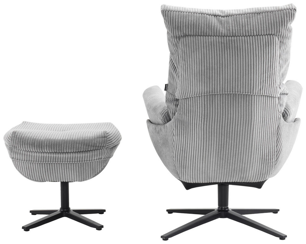 SET SCAUNE DE RELAXARE in metal, textil gri, negru  - negru/gri, Design, metal/textil (77/100/78cm) - Carryhome