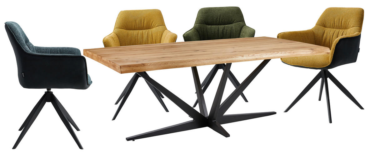 ESSTISCH in Holz 200/100/75 cm  - Eichefarben/Schwarz, Natur, Holz/Metall (200/100/75cm) - Linea Natura