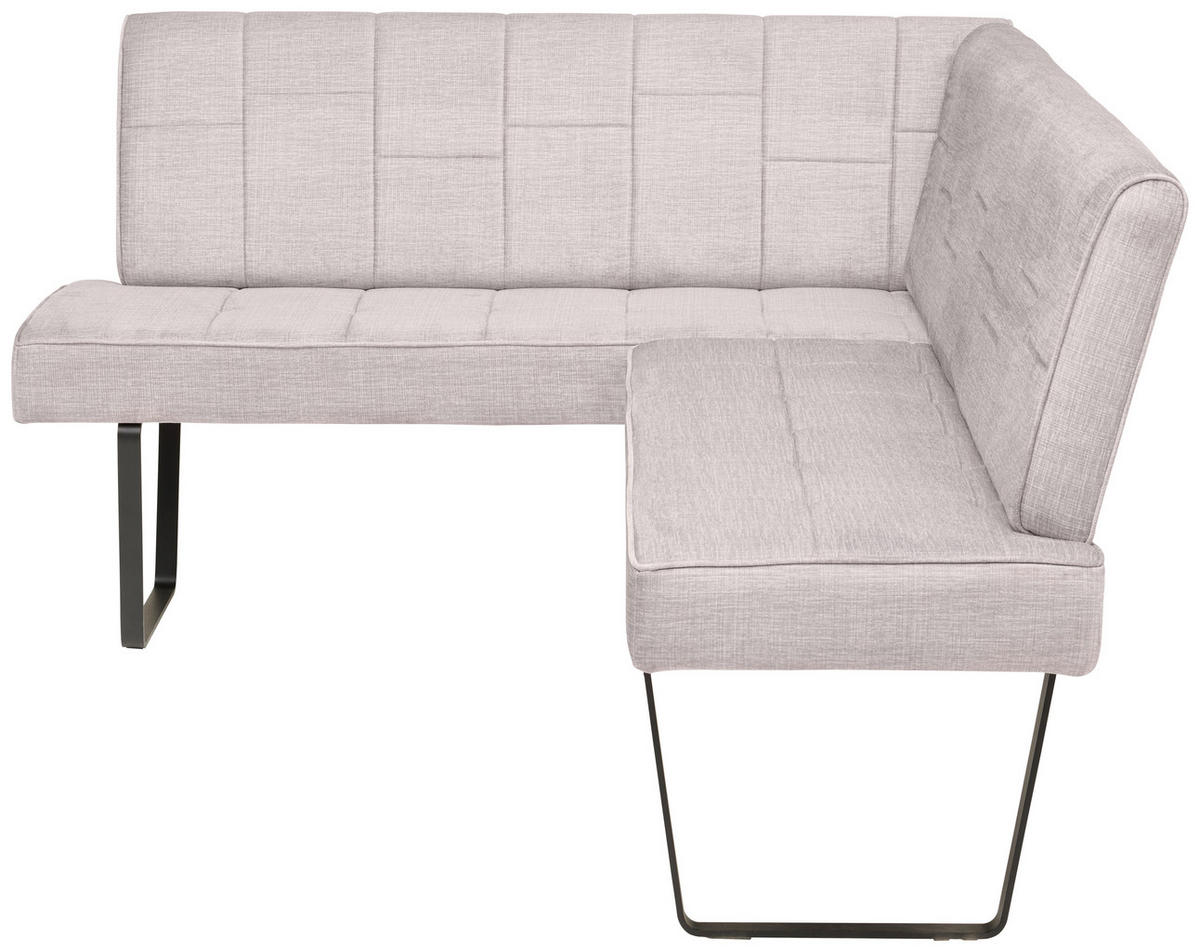 ECKBANK 150/190 cm Samt Hellgrau   - Hellgrau/Schwarz, KONVENTIONELL, Textil/Metall (150/190cm) - MID.YOU