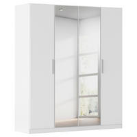 DREHTÜRENSCHRANK 181/210/54 cm,  in Weiß, 4-türig  - Alufarben/Weiß, KONVENTIONELL, Glas/Holzwerkstoff (181/210/54cm) - home24