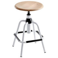 DREHHOCKER Schwarz, Weiß, Buchefarben  - Buchefarben/Schwarz, KONVENTIONELL, Holz/Metall (33/58-75/33cm) - Livetastic