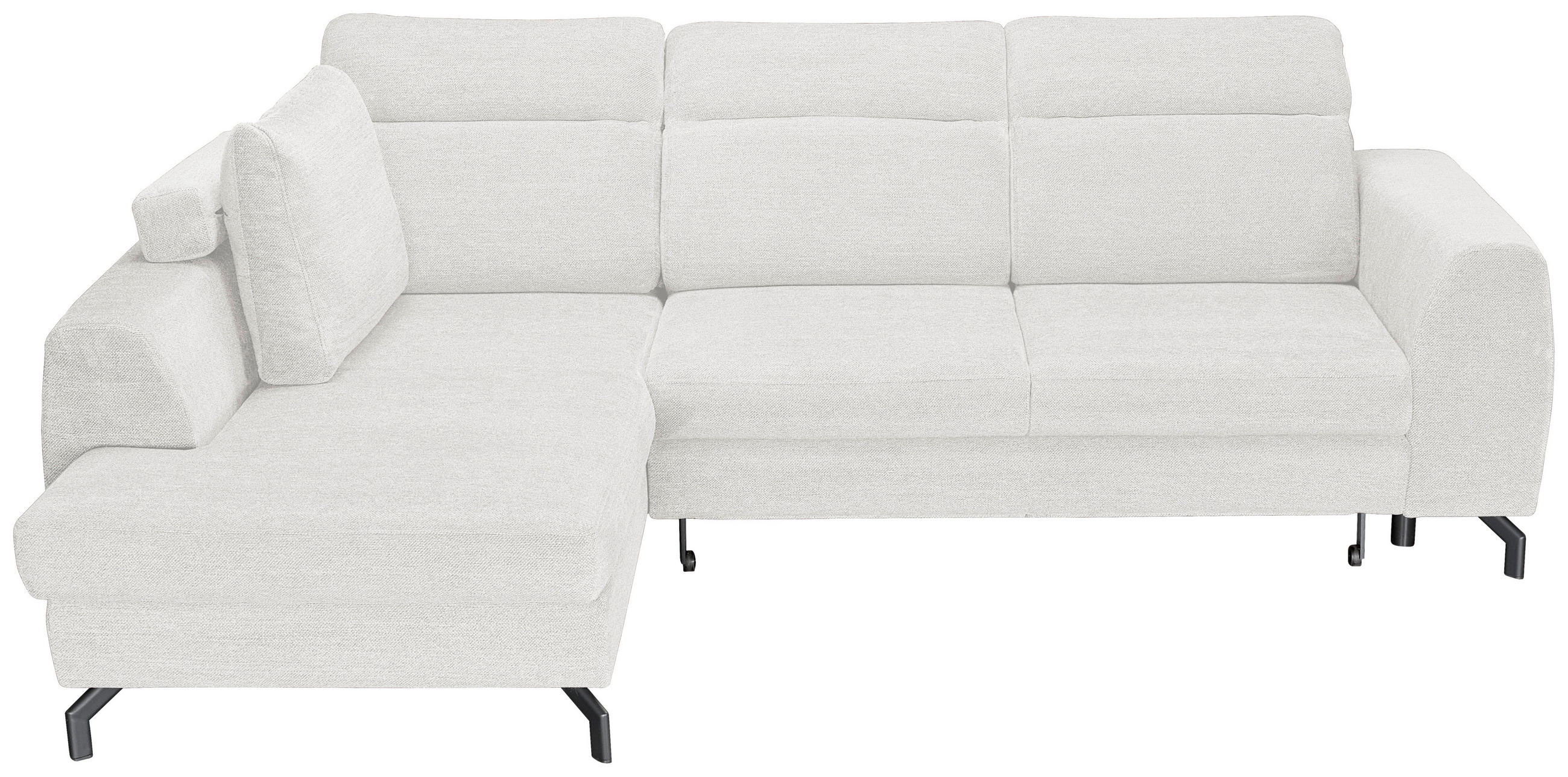 ECKSOFA Weiß Chenille  - Schwarz/Weiß, KONVENTIONELL, Textil/Metall (185/240cm) - Carryhome