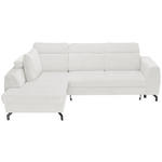 ECKSOFA Weiß Chenille  - Schwarz/Weiß, KONVENTIONELL, Textil/Metall (185/240cm) - Carryhome
