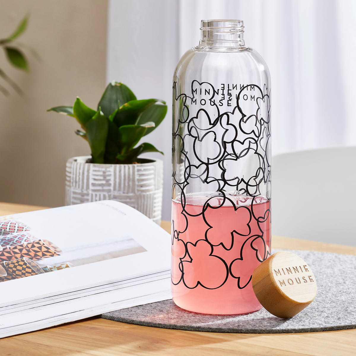 TRINKFLASCHE 1,03 L  - Klar/Transparent, Basics, Glas/Holz (8/25/8cm) - Disney