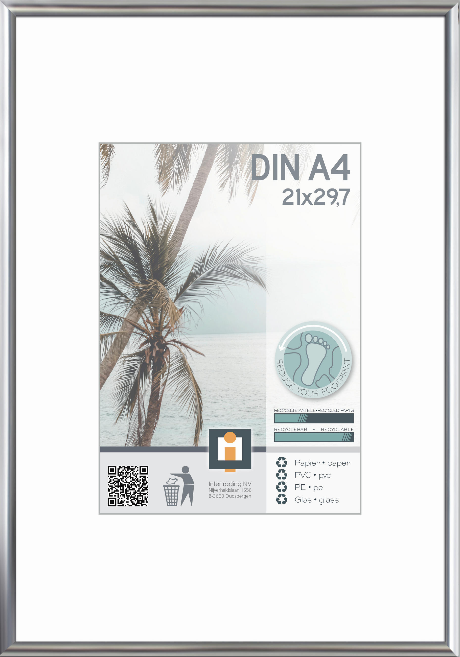 OKVIR ZA SLIKE     21/29,7 cm     - srebrne barve, Basics, umetna masa/steklo (21/29,7cm)