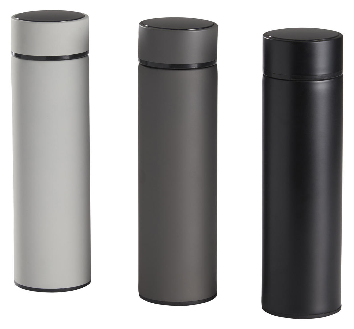TERMOSFLASKA 0,4 l  - mörkgrå/ljusgrå, Basics, metall (0,4l)