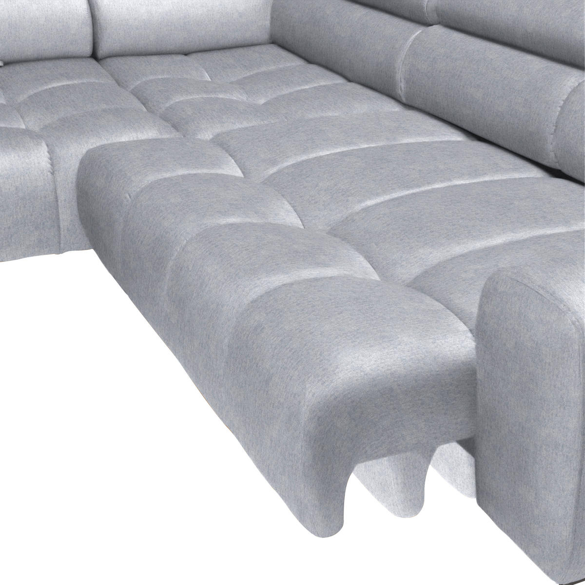 ECKSOFA in Samt, Webstoff Hellgrau  - Hellgrau/Schwarz, Design, Textil/Metall (177/270cm) - Welnova