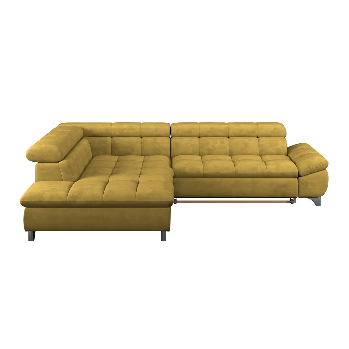ECKSOFA Senfgelb Chenille  - Chromfarben/Senfgelb, KONVENTIONELL, Textil/Metall (234/312cm) - Livetastic
