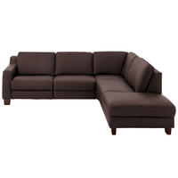 ECKSOFA in Echtleder Dunkelbraun  259/235 cm  - Eichefarben/Dunkelbraun, Design, Leder/Holz (259/235cm) - Valdera