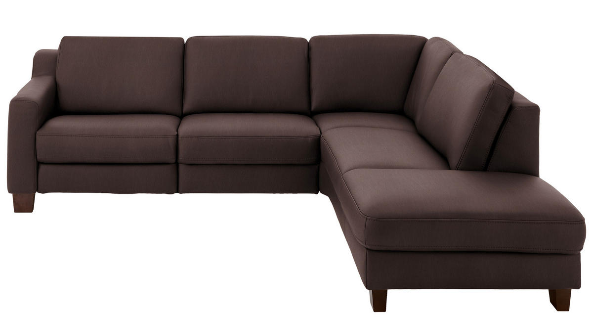ECKSOFA in Echtleder Dunkelbraun  259/235 cm  - Eichefarben/Dunkelbraun, Design, Leder/Holz (259/235cm) - Valdera