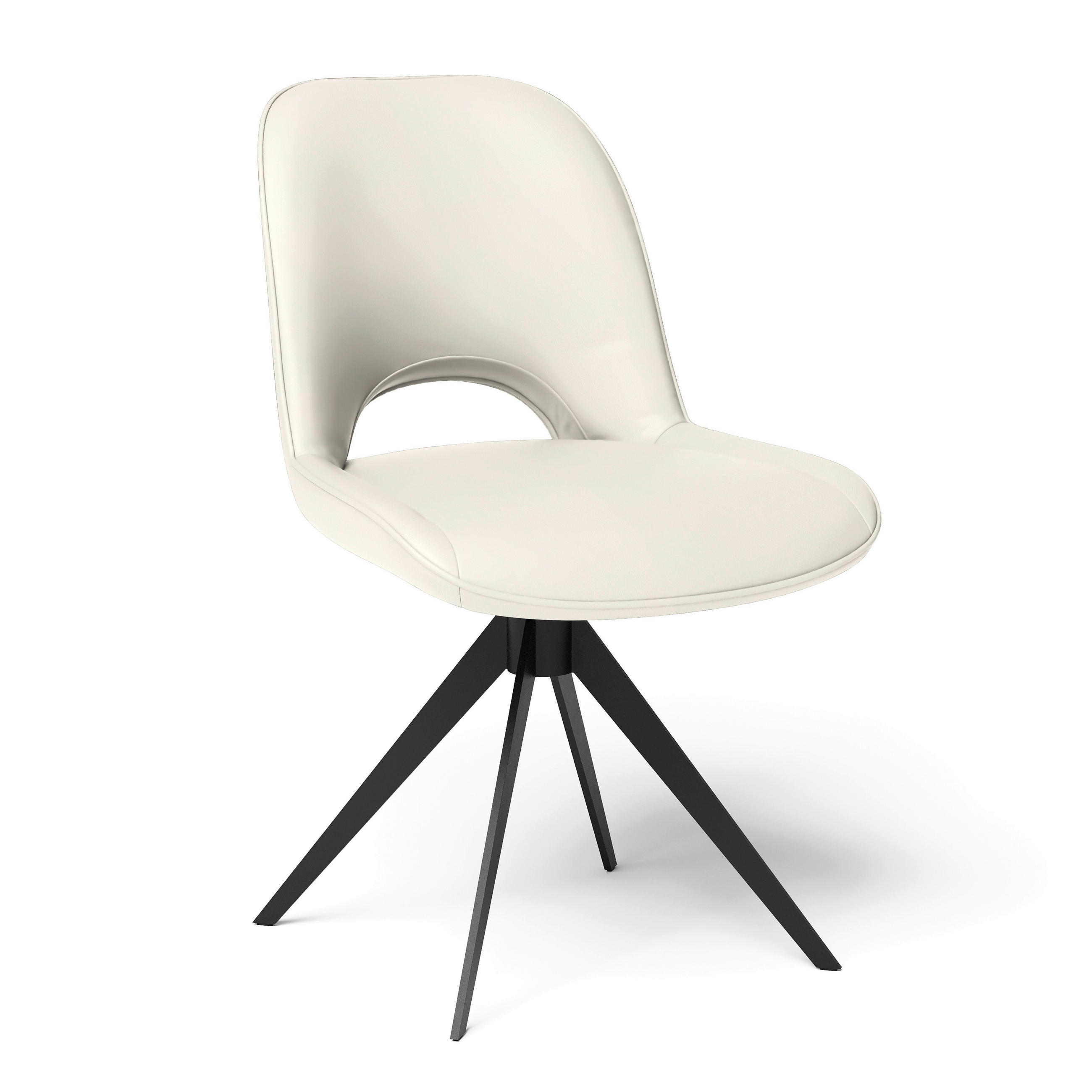 STUHL  in Stahl Echtleder pigmentiert Metall, Leder  - Creme/Schwarz, Design, Leder/Metall (53/86/61cm) - Joop!