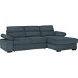 ECKSOFA in Webstoff Blau  - Blau/Dunkelbraun, KONVENTIONELL, Kunststoff/Textil (258/166cm) - Cantus