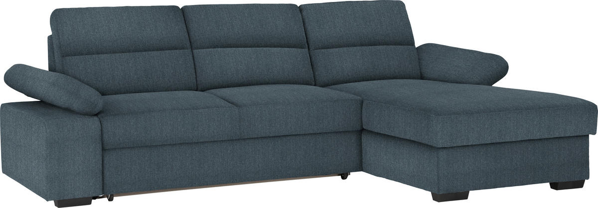 ECKSOFA in Webstoff Blau  - Blau/Dunkelbraun, Konventionell, Kunststoff/Textil (258/166cm) - Cantus