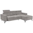 ECKSOFA in Chenille Grau  - Schwarz/Grau, KONVENTIONELL, Textil/Metall (264/178cm) - Hom`in