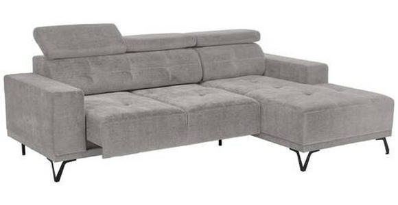 ECKSOFA in Chenille Grau  - Schwarz/Grau, KONVENTIONELL, Textil/Metall (264/178cm) - Hom`in