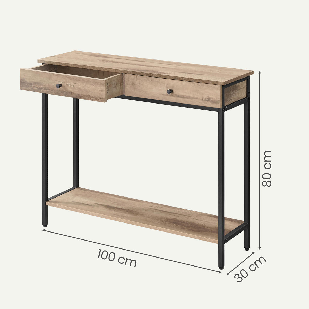 KONSOLENTISCH Schwarz, Sandfarben  - Sandfarben/Schwarz, Trend, Holzwerkstoff/Metall (100/30/80cm) - Boxxx