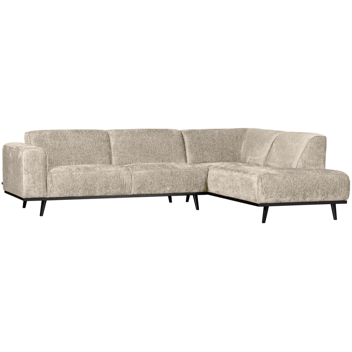 ECKSOFA Statement Naturfarben Samt  - Schwarz/Naturfarben, Design, Holz/Textil (274/210cm) - Livetastic