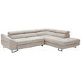 ECKSOFA in Webstoff Taupe  - Taupe/Schwarz, Design, Textil/Metall (280/235cm) - Hom`in