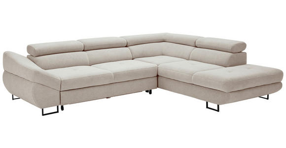 ECKSOFA in Webstoff Taupe  - Taupe/Schwarz, Design, Textil/Metall (280/235cm) - Hom`in