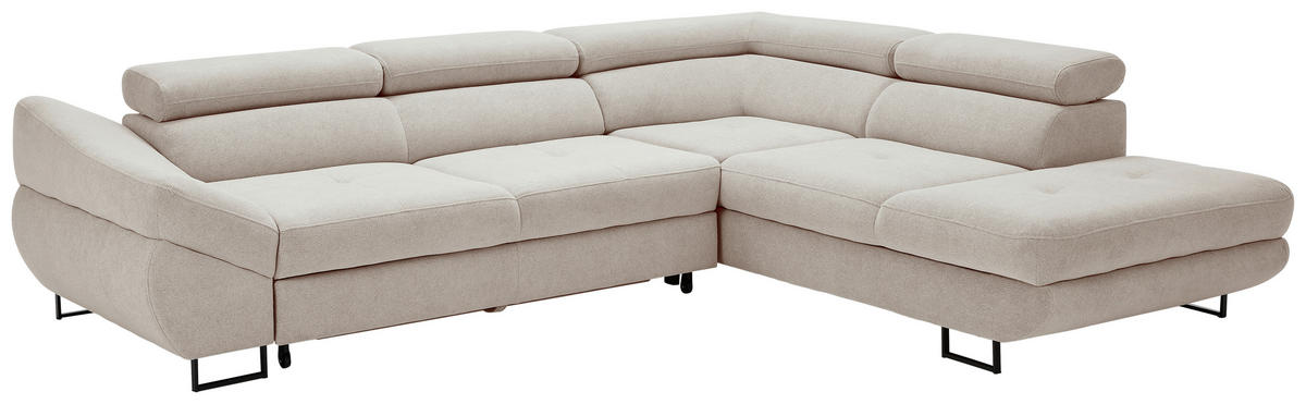 ECKSOFA in Webstoff Taupe  - Taupe/Schwarz, Design, Textil/Metall (280/235cm) - Hom`in