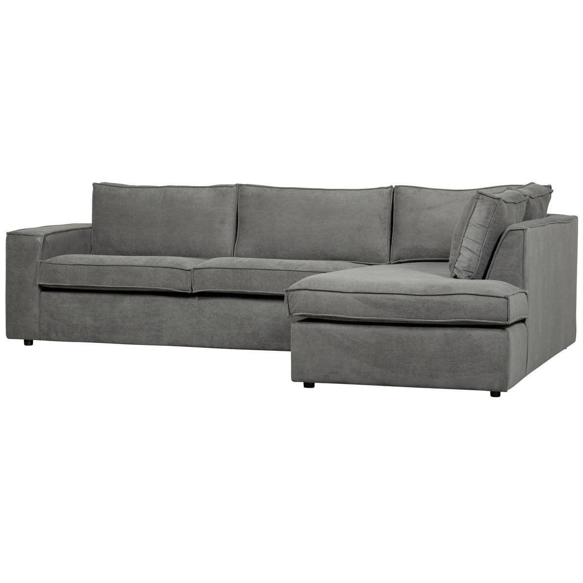 ECKSOFA Thomas in Cord Dunkelgrau  283/197 cm  - Dunkelgrau/Schwarz, Design, Kunststoff/Textil (283/197cm) - Livetastic
