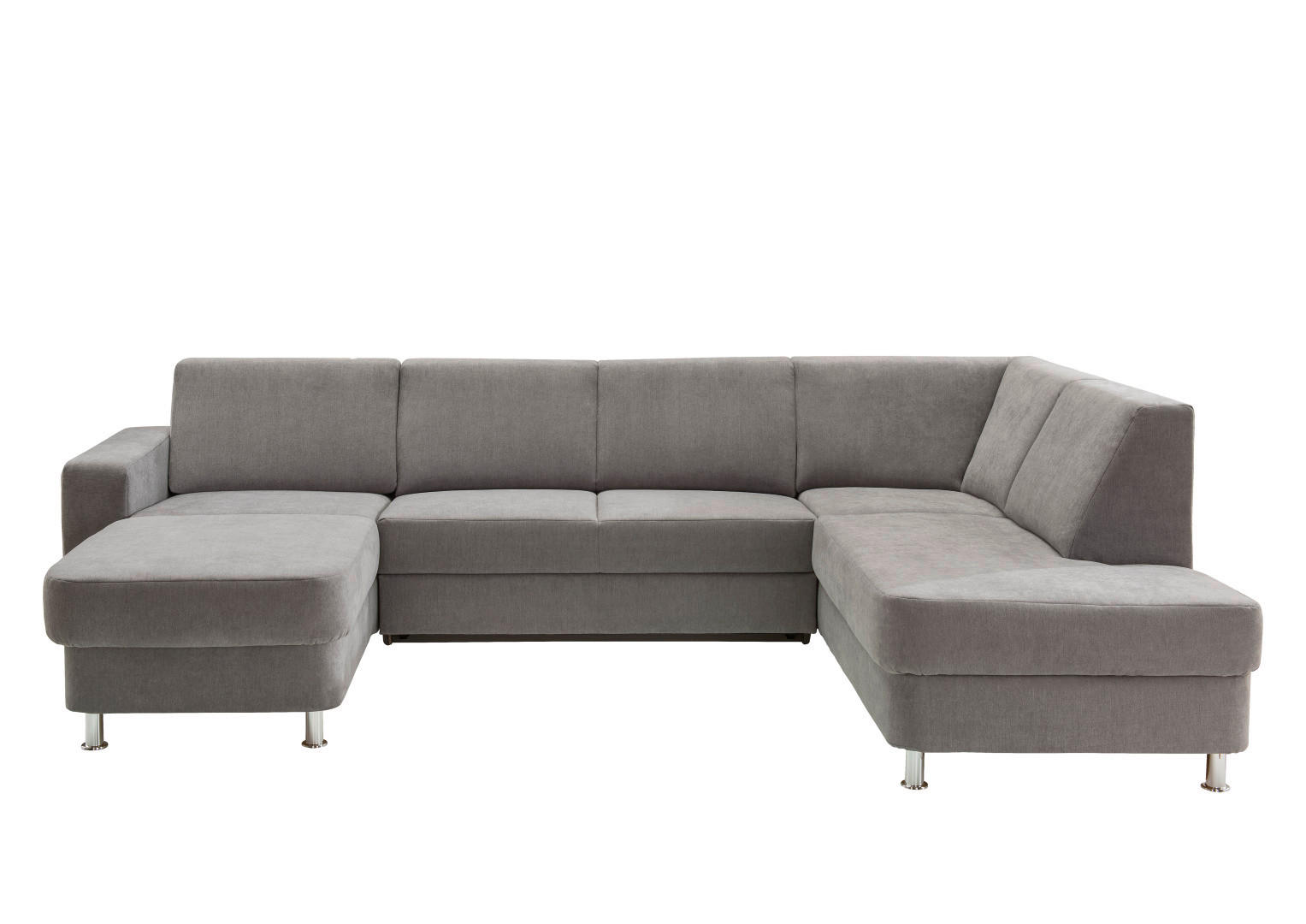 WOHNLANDSCHAFT Grau Chenille  - Chromfarben/Grau, Design, Kunststoff/Textil (165/301/198cm) - Xora