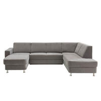 WOHNLANDSCHAFT  in Chenille Grau  - Chromfarben/Grau, Design, Kunststoff/Textil (165/301/198cm) - Xora