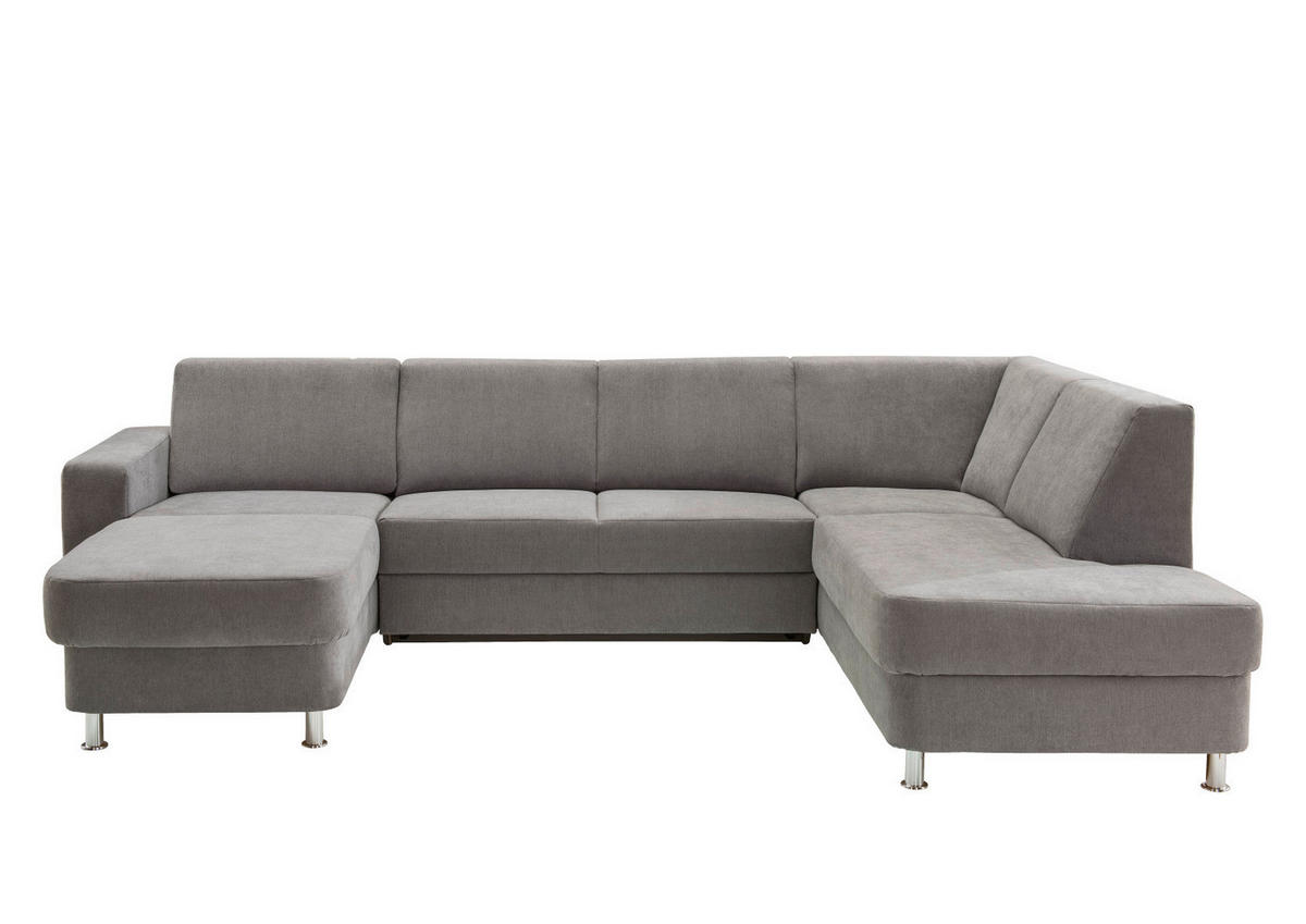 WOHNLANDSCHAFT  in Chenille Grau  - Chromfarben/Grau, Design, Kunststoff/Textil (165/301/198cm) - Xora