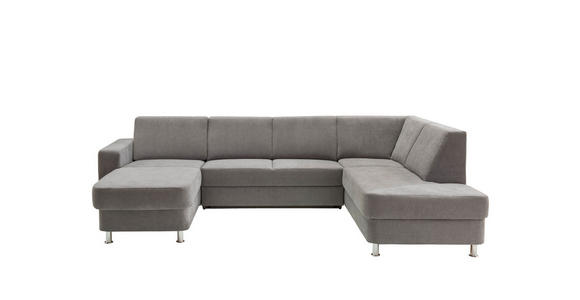 WOHNLANDSCHAFT Grau Chenille  - Chromfarben/Grau, Design, Kunststoff/Textil (165/301/198cm) - Xora