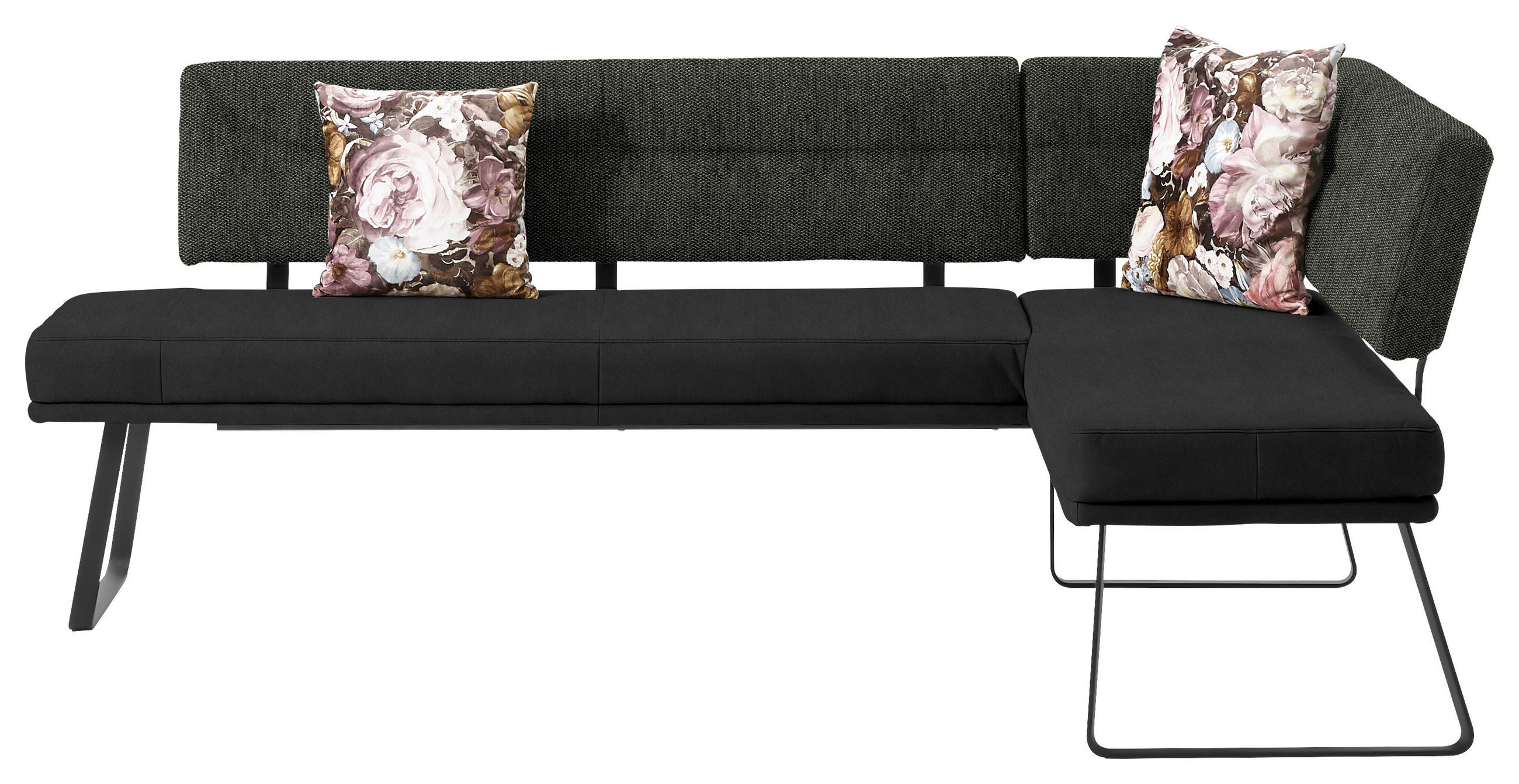 ECKBANK 225/169 cm  in Schwarz, Dunkelbraun  - Dunkelbraun/Schwarz, Design, Textil/Metall (225/169cm) - Dieter Knoll