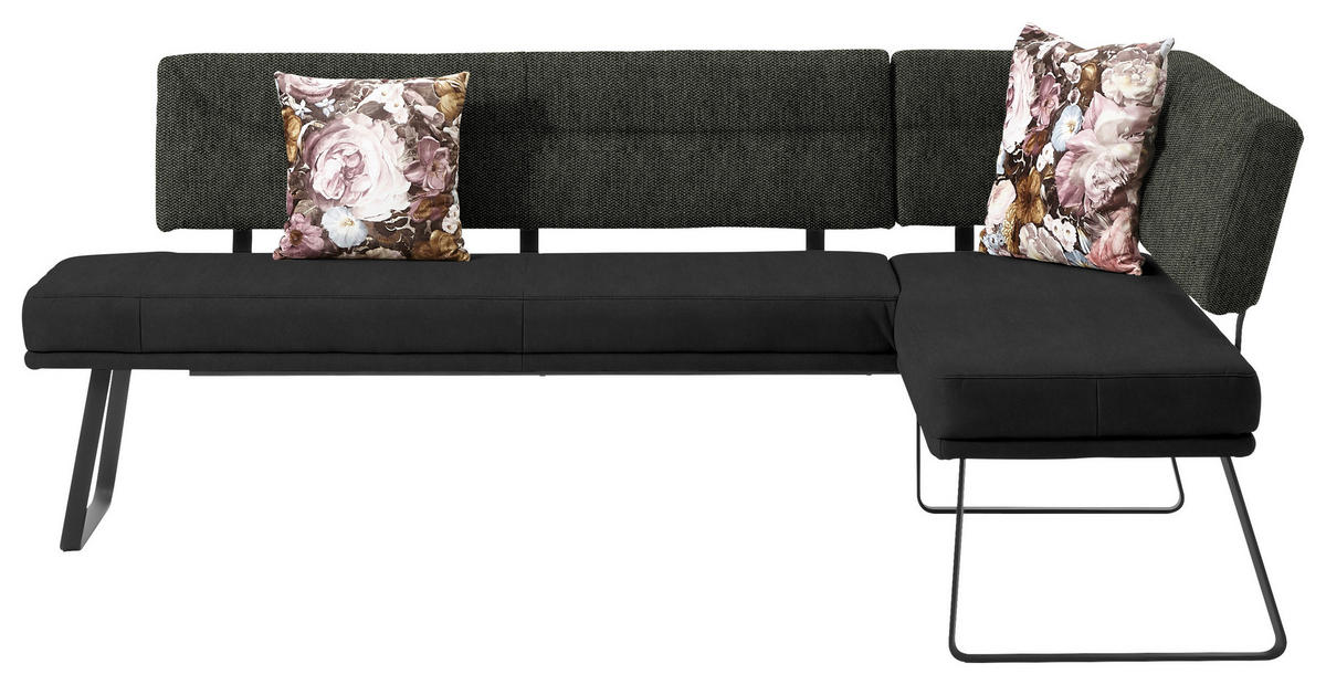 ECKBANK 225/169 cm  in Schwarz, Dunkelbraun  - Dunkelbraun/Schwarz, Design, Textil/Metall (225/169cm) - Dieter Knoll