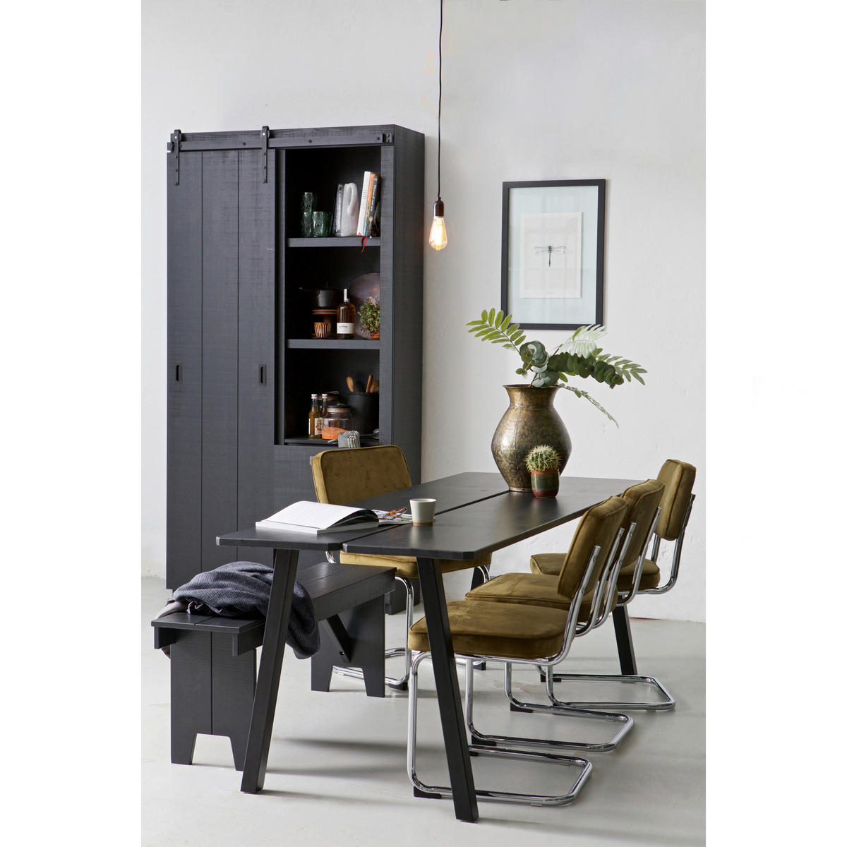 MEHRZWECKSCHRANK 122/230/37 cm  in Schwarz  - Schwarz, Design, Holz/Metall (122/230/37cm) - Livetastic
