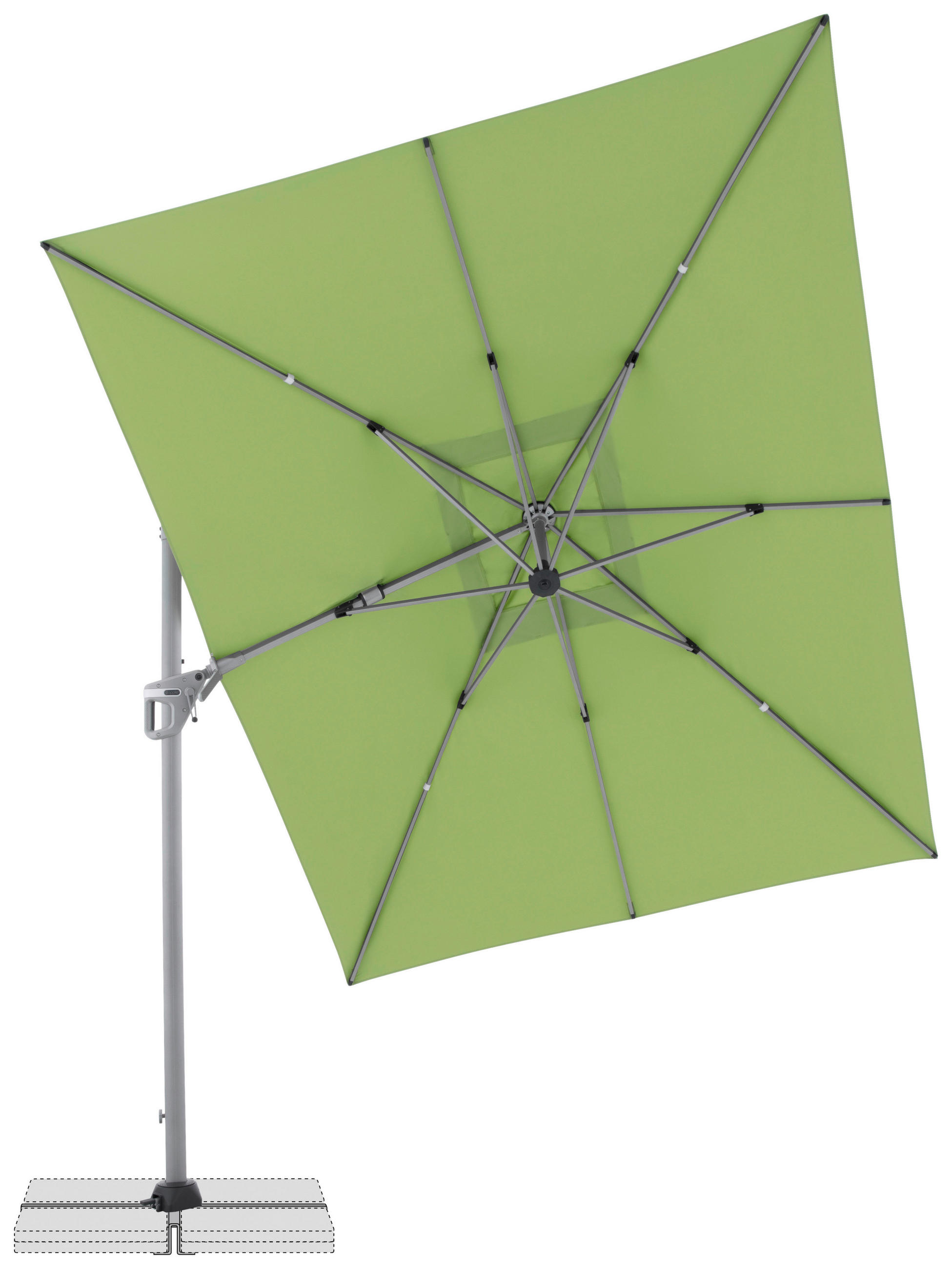 AMPELSCHIRM 350x260 cm Hellgrün  - Silberfarben/Hellgrün, Basics, Textil/Metall (350/260cm) - Doppler