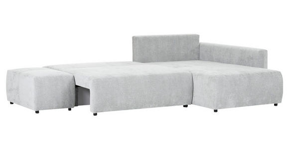 ECKSOFA in Flachgewebe Hellgrau - Hellgrau/Schwarz, KONVENTIONELL, Kunststoff/Textil (295/200cm) - Carryhome