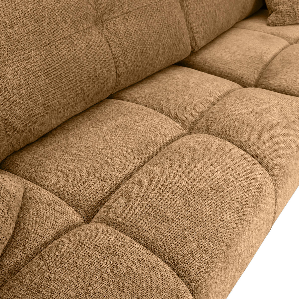 ECKSOFA  in Flachgewebe Cognac  - Cognac/Schwarz, KONVENTIONELL, Textil/Metall (295/180cm) - Carryhome