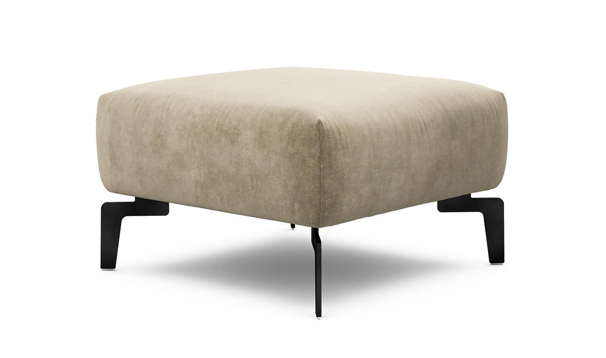 HOCKER Samt Naturfarben  - Schwarz/Naturfarben, Design, Textil/Metall (70/70/46cm) - SENSOO