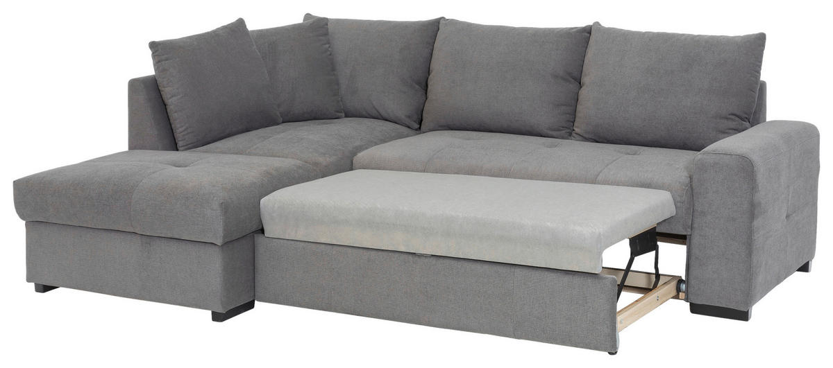 ECKSCHLAFSOFA in Mikrofaser Grau  - Schwarz/Grau, Modern, Kunststoff/Textil (173/241cm) - MID.YOU