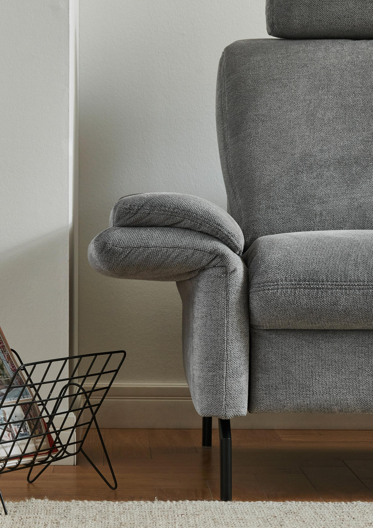 ECKSOFA in Flachgewebe Grau  - Schwarz/Grau, Konventionell, Textil/Metall (190/241cm) - Beldomo Comfort