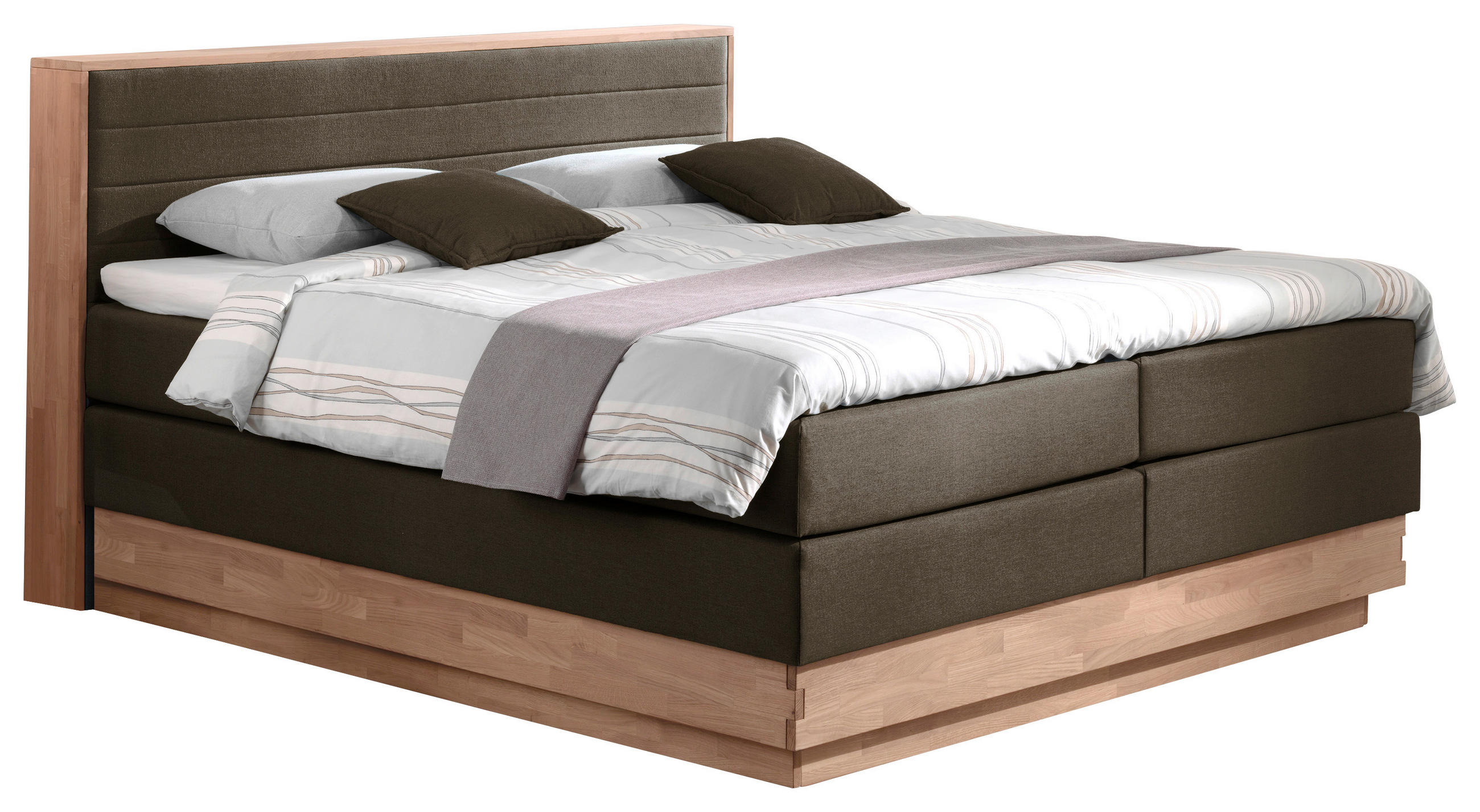 BOXSPRINGBETT 180/200 cm  in Braun, Eichefarben  - Eichefarben/Schwarz, MODERN, Holz/Kunststoff (180/200cm) - MID.YOU