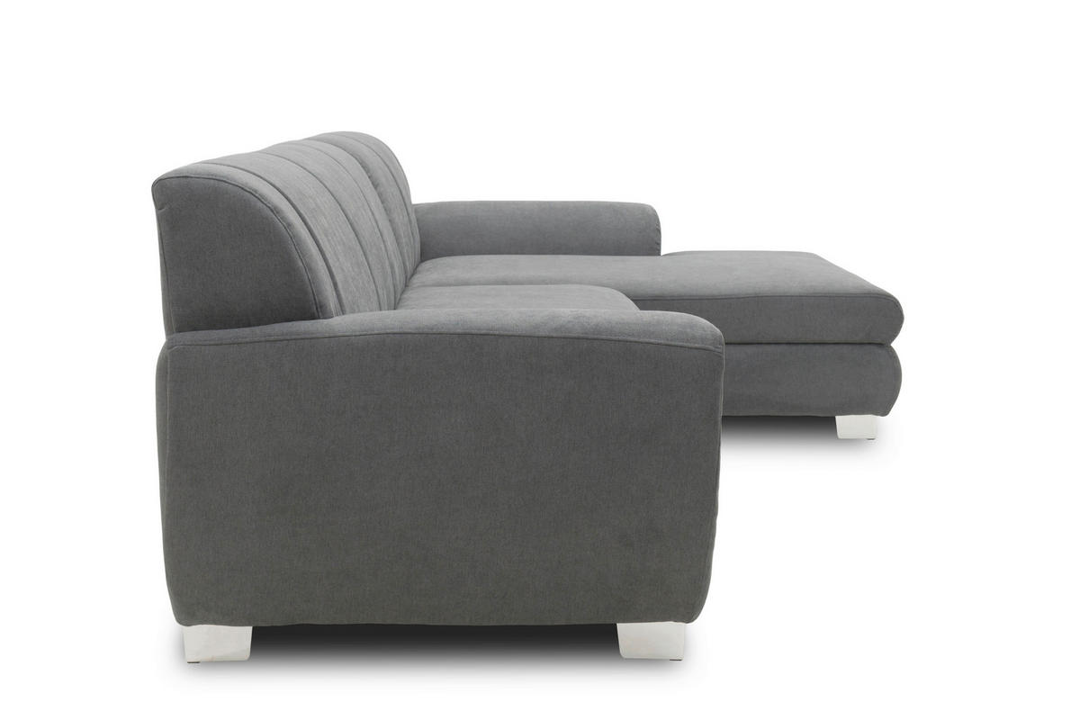 ECKSCHLAFSOFA NIKA Dunkelgrau Webstoff  - Dunkelgrau/Silberfarben, Basics, Holz/Textil (277/156cm) - MID.YOU