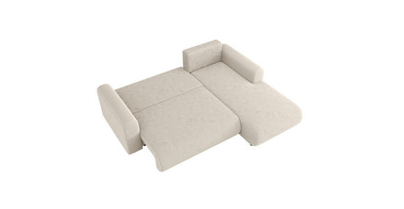 ECKSOFA inkl. Funktionen Creme Cord  - Creme/Schwarz, KONVENTIONELL, Kunststoff/Textil (260/200cm) - Xora