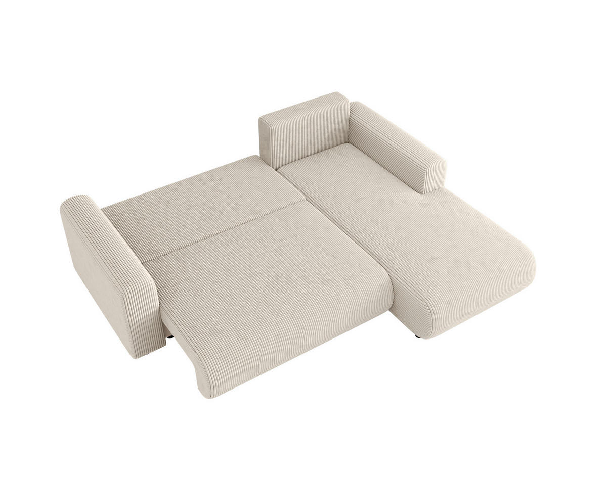 ECKSOFA inkl. Funktionen Creme Cord  - Creme/Schwarz, KONVENTIONELL, Kunststoff/Textil (260/200cm) - Xora